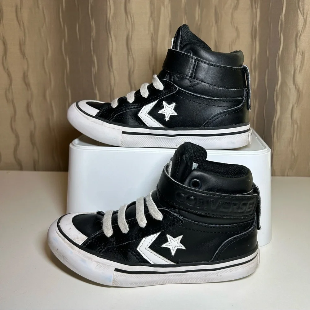 Converse All Star Pro Blaze Strap Kid's 11 Sneaker Black Leather High Top